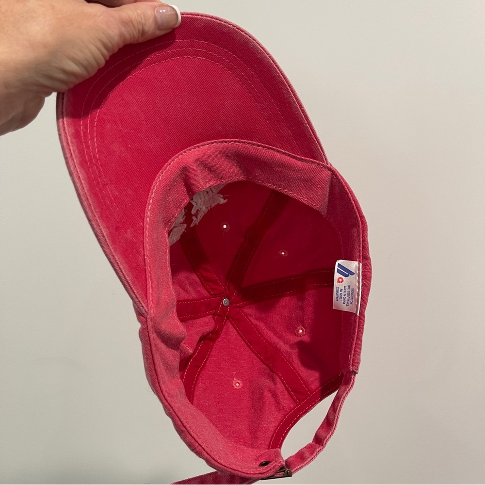 YES SAUCE pink red baseball hey cap adjustable buckle strap in back - Picture 7 of 9